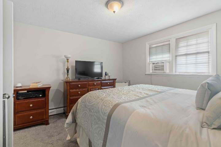 Bedroom with double window